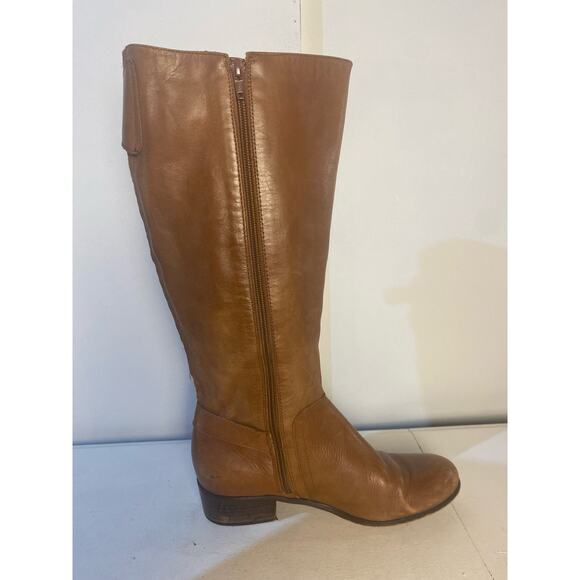 Corso Como Tall Camel Brown Riding Boot Leather Boho Side Zip Boot Size 7 - Picture 5 of 8